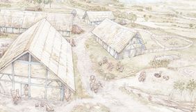 Détail de la frise illustrée conçue pour l'exposition (P.-Y. Videlier © Archéologie Alsace)